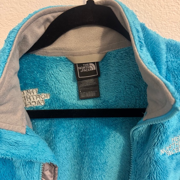 The North Face Blue Teddy Jacket Plush Fleece Stand-Up Collar - Picture 8 of 13